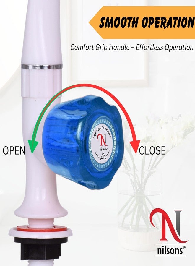 Nilsons 2PCS Swan Neck Pillar Tap Combo | Unbreakable Plastic Wash Basin Sink Tap with Crystal Blue Handle | Table Mounted Long Neck Faucet for Kitchen & Bathroom | 15mm | Leakproof - Image 5